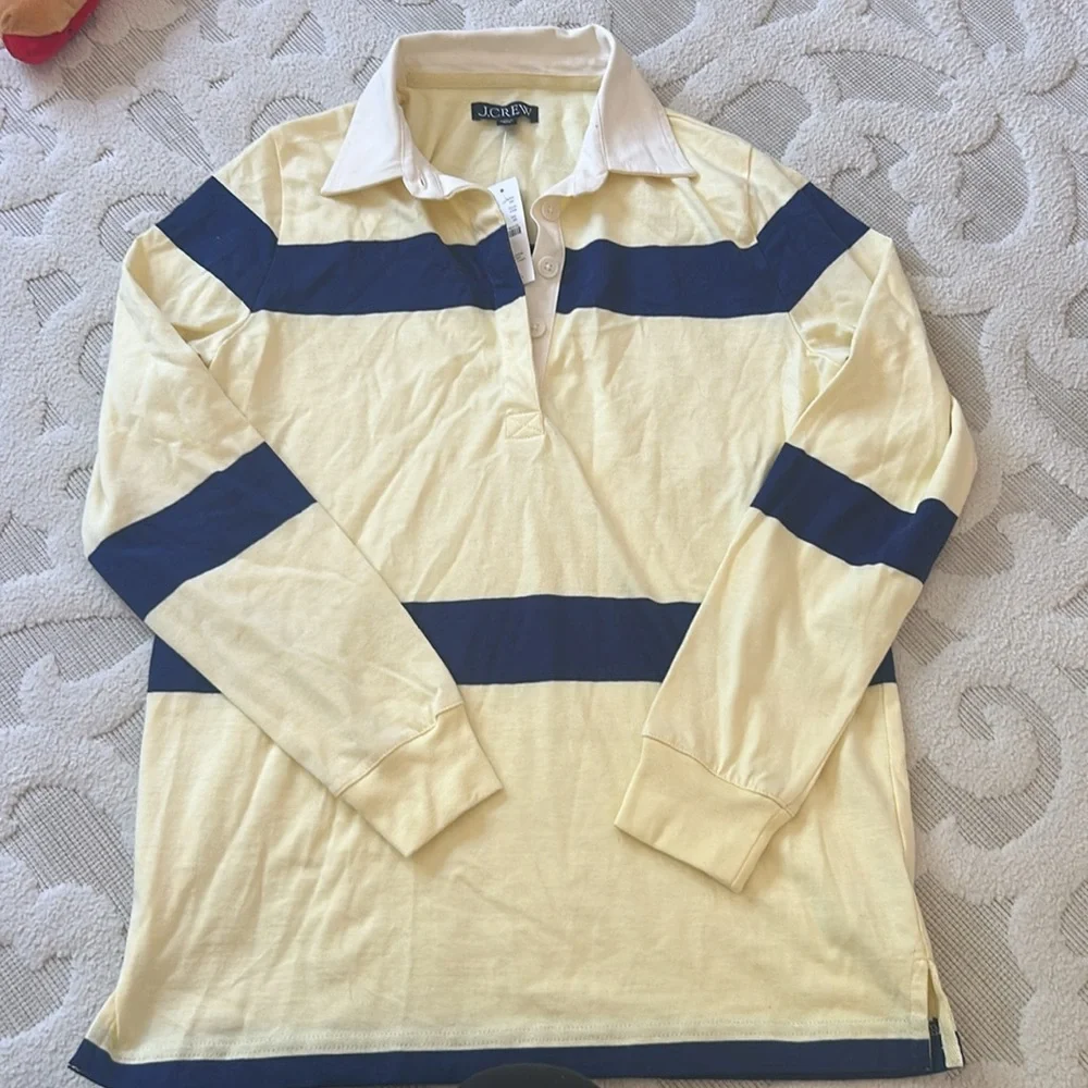 Jcrew Relaxed rugby T-shirt jersey Size XS CC993 navy and yellow
